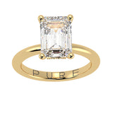 Emerald Cut Diamond Cut Hidden Halo Ring