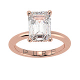 Emerald Cut Diamond Cut Hidden Halo Ring