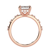 Emerald Cut Diamond Hidden Halo Unique Sides