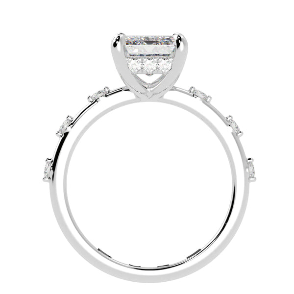 Emerald Cut Diamond Hidden Halo Unique Sides