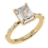 Emerald Cut Diamond Hidden Halo Unique Sides