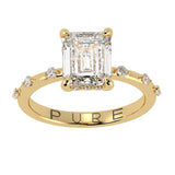 Emerald Cut Diamond Hidden Halo Unique Sides