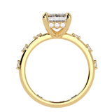 Emerald Cut Diamond Hidden Halo Unique Sides