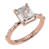 Emerald Cut Diamond Hidden Halo Unique Sides