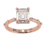 Emerald Cut Diamond Hidden Halo Unique Sides