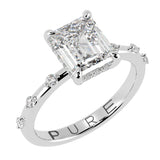 Emerald Cut Diamond Hidden Halo Unique Sides