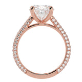 Cathedral Oval Brilliant Cut Diamond Halo Three Row Pavé