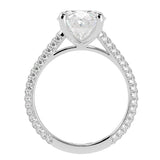 Cathedral Oval Brilliant Cut Diamond Halo Three Row Pavé