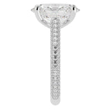 Cathedral Oval Brilliant Cut Diamond Halo Three Row Pavé
