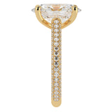 Cathedral Oval Brilliant Cut Diamond Halo Three Row Pavé