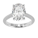 Cathedral Oval Brilliant Cut Diamond Halo Three Row Pavé