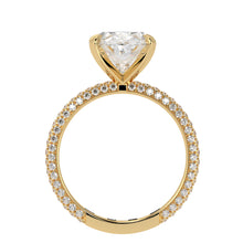 Oval Brilliant Cut Diamond Halo Three Row Pavé