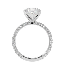 Oval Brilliant Cut Diamond Halo Three Row Pavé