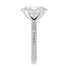 Oval Brilliant Cut Diamond Halo Three Row Pavé