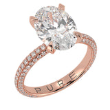 Oval Brilliant Cut Diamond Halo Three Row Pavé