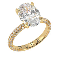 Oval Brilliant Cut Diamond Halo Three Row Pavé