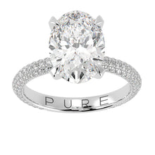 Oval Brilliant Cut Diamond Halo Three Row Pavé