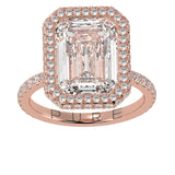 Emerald Cut Diamond Halo French Pavé