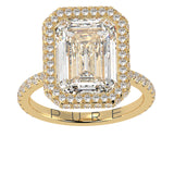 Emerald Cut Diamond Halo French Pavé
