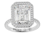 Emerald Cut Diamond Halo French Pavé