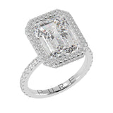 Emerald Cut Diamond Halo French Pavé