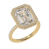Emerald Cut Diamond Halo French Pavé