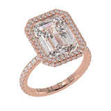 Emerald Cut Diamond Halo French Pavé
