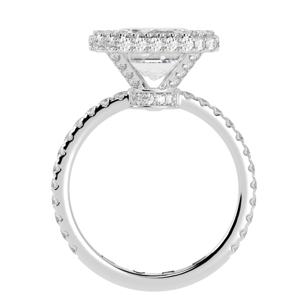Emerald Cut Diamond Halo French Pavé