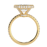 Emerald Cut Diamond Halo French Pavé