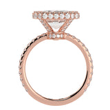 Emerald Cut Diamond Halo French Pavé