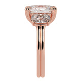 Three stone cushion cut diamond engagement ring