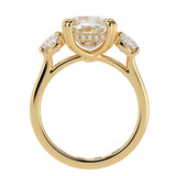 Three stone cushion cut diamond engagement ring