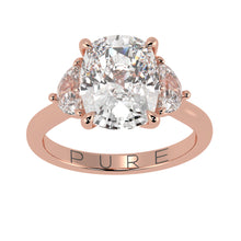 Cushion cut Three Stone Diamond Engagement Ring