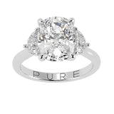 Cushion cut Three Stone Diamond Engagement Ring