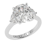 Cushion cut Three Stone Diamond Engagement Ring