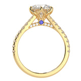 Cathedral Six Prong Solitaire Ring French Cut Pavè