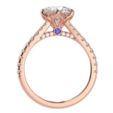 Cathedral Six Prong Solitaire Ring French Cut Pavè