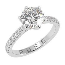 Cathedral Six Prong Solitaire Ring French Cut Pavè