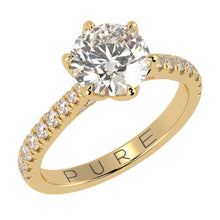 Cathedral Six Prong Solitaire Ring French Cut Pavè