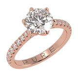 Cathedral Six Prong Solitaire Ring French Cut Pavè