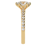 Cathedral Six Prong Solitaire Ring French Cut Pavè