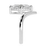 Shevron Oval cut Diamond and Hidden Halo Ring