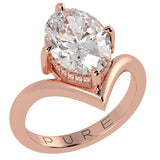 Shevron Oval cut Diamond and Hidden Halo Ring