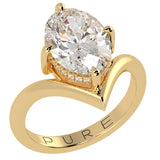 Shevron Oval cut Diamond and Hidden Halo Ring