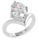 Shevron Oval cut Diamond and Hidden Halo Ring