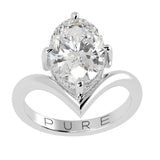 Shevron Oval cut Diamond and Hidden Halo Ring