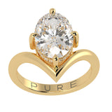 Shevron Oval cut Diamond and Hidden Halo Ring