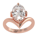 Shevron Oval cut Diamond and Hidden Halo Ring