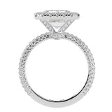 Emerald Cut Diamond Halo Three Row Pavé