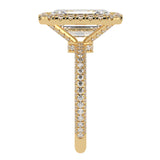 Emerald Cut Diamond Halo Three Row Pavé